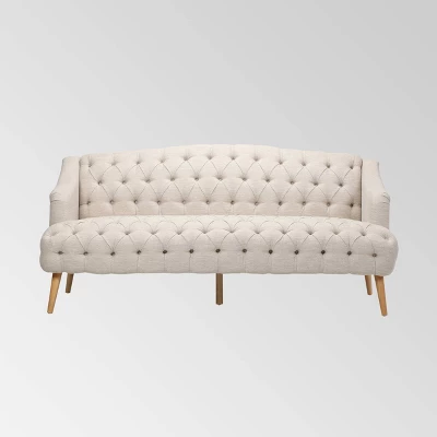 Adelia Contemporary Tufted Sofa Beige - Christopher Knight Home 5 Adelia Contemporary Tufted Sofa Beige - Christopher Knight Home - Image 5