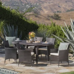 Vincent 7pc Wicker Patio Dining Set - Christopher Knight Home -FurniVerse Store GUEST 70c6997d 8df9 487c 8676 d11e35cbfdf4