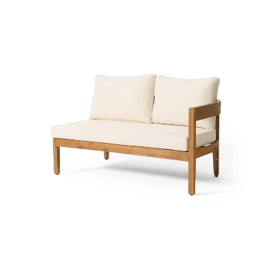 Christopher Knight Home 4pc Brooklyn Teak Outdoor Sectional Chat Set With Cushions Beige 14 Christopher Knight Home 4pc Brooklyn Teak Outdoor Sectional Chat Set With Cushions Beige - Image 14