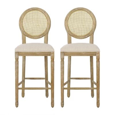 2pc Epworth French Country Wooden Barstools With Upholstered Seating - Christopher Knight Home 4 2pc Epworth French Country Wooden Barstools With Upholstered Seating - Christopher Knight Home - Image 4