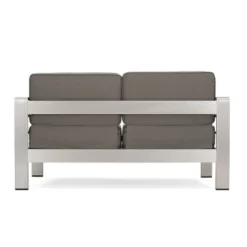 Cape Coral 5pc Aluminum And MGO Seating Set With Fire Table Khaki/Light Gray - Christopher Knight Home -FurniVerse Store GUEST 72369f1a e599 4d30 93cb 877b6f8ed328