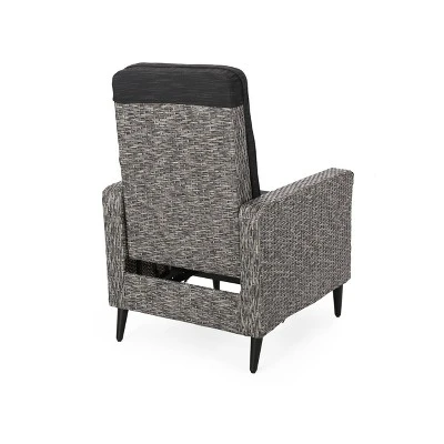 Murdock Outdoor Wicker Recliner - Black/Dark Gray - Christopher Knight Home 4 Murdock Outdoor Wicker Recliner - Black/Dark Gray - Christopher Knight Home - Image 4