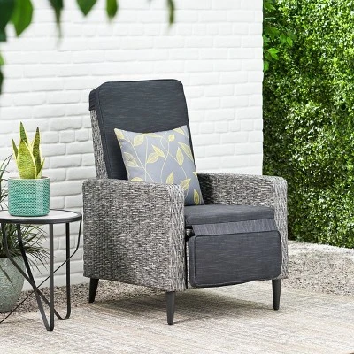 Murdock Outdoor Wicker Recliner - Black/Dark Gray - Christopher Knight Home 1 Murdock Outdoor Wicker Recliner - Black/Dark Gray - Christopher Knight Home