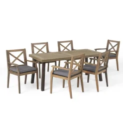 Juniper 7pc Acacia Wood Dining Set - Gray/Dark Gray - Christopher Knight Home