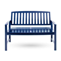 Christopher Knight Home Loja 48" Outdoor Acacia Wood Slatted Bench, Navy Blue -FurniVerse Store GUEST 7394fc4a 826e 4124 8912 42ecf3fb2b15