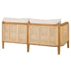 Christopher Knight Home Maciej 56" Patio Rustic Acacia Wood Upholstered Sofa With Rattan-Wrapped Frame -FurniVerse Store GUEST 767a2204 4946 4bc4 aa32 8c0fc1bf0d4a