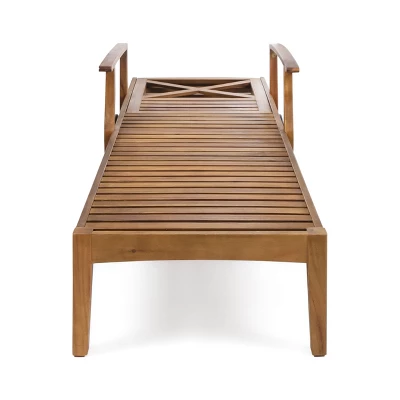 Christopher Knight Home Perla Outdoor Acacia Wood Armless Adjustable Chaise Lounge With Cushion (Set Of 4) 5 Christopher Knight Home Perla Outdoor Acacia Wood Armless Adjustable Chaise Lounge With Cushion (Set Of 4) - Image 5