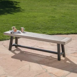 Christopher Knight Home Bowman Outdoor Acacia Wood 63" W Bench With Iron Legs -FurniVerse Store GUEST 76d478cd 1a2e 415a 8622 e813fb9b30fb