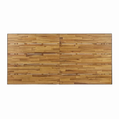 Christopher Knight Home Lotus Outdoor Acacia Wood And Resin 7 Piece Dining Set, Black/Teak 4 Christopher Knight Home Lotus Outdoor Acacia Wood And Resin 7 Piece Dining Set, Black/Teak - Image 4