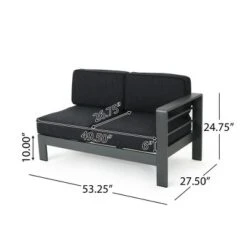 Christopher Knight Home Beatrice Patio Modem V-Shaped Aluminum 5-Seater Sectional Sofa Set With Thick Cushions -FurniVerse Store GUEST 77a13f6e 0f2c 4cc3 a818 0abb7b359434