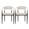 Christopher Knight Home Set Of 2 Elmore Iron Upholstered Dining Chairs Beige/Black/Gold