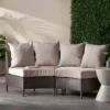 Christopher Knight Home 2pc Newton Wicker Outdoor Patio Curved Loveseat Sectional With Cushions Brown/Ceramic Gray