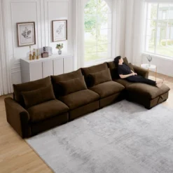 Christopher Knight Home Constance Large L-Shaped Corduroy 157.5" Sectional Sofa With Storage Ottoman And 4 Waist Pillows -FurniVerse Store GUEST 7a0968fd 1329 40a1 a9a6 37a216ec5785