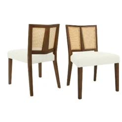 Christopher Knight Home Hassan Rubberwood Upholstered Dining Chairs With Cane Webbing(Set Of 2) -FurniVerse Store GUEST 7a98ac38 6fae 430e a888 6ca215945b21