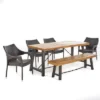 Montgomery 6pc Acacia & Wicker Dining Set - Teak/Brown - Christopher Knight Home