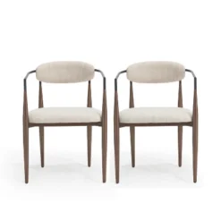 Christopher Knight Home Teuvo Modern Fabric Upholstered Iron Dining Chairs (Set Of 2)