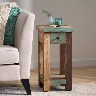 Meader Boho Handmade Distressed Mango Wood End Table - Christopher Knight Home 2 Meader Boho Handmade Distressed Mango Wood End Table - Christopher Knight Home - Image 2