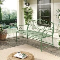 Christopher Knight Home Clay 41" Modern Outdoor Iron Garden Bench With Floral Design