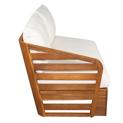 Christopher Knight Home Rugar 4-Seater Patio Acacia Wood V-Shaped Sectional Sofa With Thick Cushions 6 Christopher Knight Home Rugar 4-Seater Patio Acacia Wood V-Shaped Sectional Sofa With Thick Cushions - Image 6