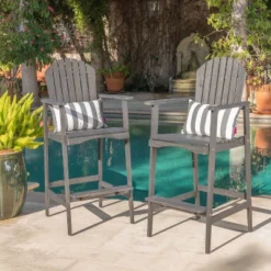 Christopher Knight Home Malibu Outdoor Acacia Wood 29.5 Inch Adirondack Barstools (Set Of 2)