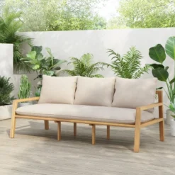 Christopher Knight Home Fabia 75" Rustic Patio Upholstered 3-Seater Loveseat With Rope Weave Open Back -FurniVerse Store GUEST 7e8202a8 f46c 4881 9061 43d8d0efafc5