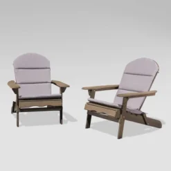 Malibu 2pk Acacia Wood Adirondack Chairs - Gray - Christopher Knight Home