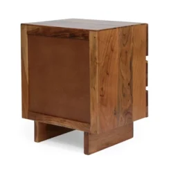 Terrell Handcrafted Boho Acacia Wood 3 Drawer Nightstand Dark Natural - Christopher Knight Home -FurniVerse Store GUEST 814597ff 294d 4d7d 9e88 5b09c9342ee2