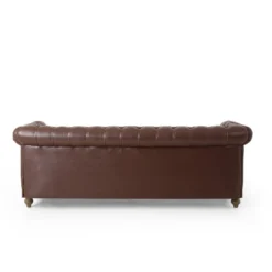 Castalia Chesterfield Tufted 3 Seater Sofa With Nailhead Trim Dark Brown/Natural - Christopher Knight Home -FurniVerse Store GUEST 817608e2 d60e 4686 b933 bcaac5df4f33