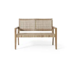 Christopher Knight Home Kiara Outdoor Wicker And Acacia Wood Loveseat, Light Brown -FurniVerse Store GUEST 81ac2f58 d061 42aa 97f5 b92201b93068