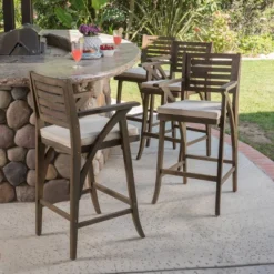 Hermosa 4pk Acacia Wood Patio Barstools - Christopher Knight Home -FurniVerse Store GUEST 82528c09 f51d 45c9 905a f68ef9a20610