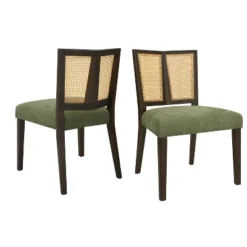 Christopher Knight Home Hassan Rubberwood Upholstered Dining Chairs With Cane Webbing(Set Of 2) -FurniVerse Store GUEST 82743b57 a0a6 4542 aa5b 7892c57e2566