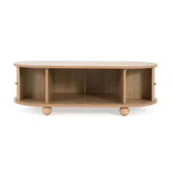 Christopher Knight Home Arizona Oval Wood Coffee Table With Half-Cover Accordion Door And Storage -FurniVerse Store GUEST 829b5e34 8598 41dd 962e 617589633a7f