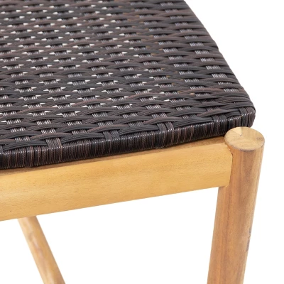 Christopher Knight Home Erick 61.5" Outdoor Wicker And Acacia Wood 3 Seater Bench 6 Christopher Knight Home Erick 61.5" Outdoor Wicker And Acacia Wood 3 Seater Bench - Image 6