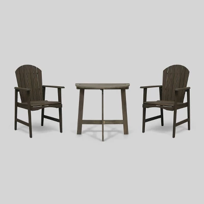 3pc Oso Acacia Wood Half-Round Patio Bistro Set Gray - Christopher Knight Home 1 3pc Oso Acacia Wood Half-Round Patio Bistro Set Gray - Christopher Knight Home