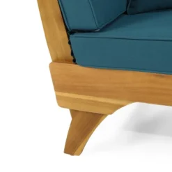 Serene Outdoor Acacia Wood Expandable Daybed With Cushions Teak/Dark Teal - Christopher Knight Home