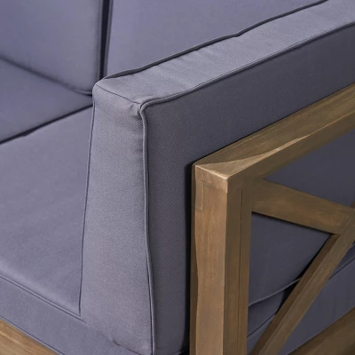 Comores 12pc Acacia U-Shaped Sectional Sofa Set With Fire Pit - Gray/Dark Gray - Christopher Knight Home 3 Comores 12pc Acacia U-Shaped Sectional Sofa Set With Fire Pit - Gray/Dark Gray - Christopher Knight Home - Image 3