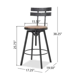 Set Of 2 Alanis Modern Industrial Firwood Adjustable Height Swivel Barstools Natural/Black Brushed Silver - Christopher Knight Home -FurniVerse Store GUEST 85c9dfbd 47a7 4dc4 8cf8 87fb11b799d0