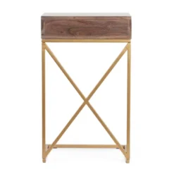 Bucyrus Rustic Glam Handcrafted Acacia Wood C Shaped Side Table Dark Brown/Gold - Christopher Knight Home -FurniVerse Store GUEST 85fc6810 f72b 4abc 8721 7628bf75f9d1