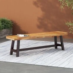 Christopher Knight Home Bowman Outdoor Acacia Wood 63" W Bench With Iron Legs -FurniVerse Store GUEST 87aeaec0 b9b8 489f a93e 8b2752feb8c6