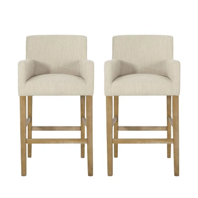 Set Of 2 30.5" Armga Contemporary Fabric Upholstered Wood Counter Height Barstools - Christopher Knight Home 9 Set Of 2 30.5" Armga Contemporary Fabric Upholstered Wood Counter Height Barstools - Christopher Knight Home - Image 9