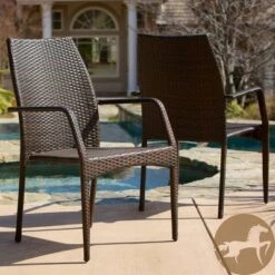 Christopher Knight Home Outdoor Wicker Stacking Dining Chairs (Set Of 2), Multibrown -FurniVerse Store GUEST 8a0b1246 5eba 4003 b862 76c6b6759b84