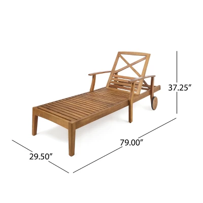 Christopher Knight Home Perla Outdoor Acacia Wood Armless Adjustable Chaise Lounge With Cushion (Set Of 4) 3 Christopher Knight Home Perla Outdoor Acacia Wood Armless Adjustable Chaise Lounge With Cushion (Set Of 4) - Image 3