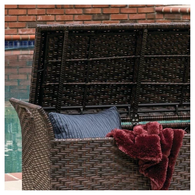Wing Wicker Patio Storage Bench - Multi Brown - Christopher Knight Home 3 Wing Wicker Patio Storage Bench - Multi Brown - Christopher Knight Home - Image 3