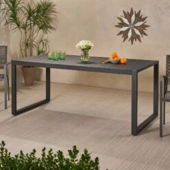 Christopher Knight Home Navan Outdoor 70" Aluminum Rectangular Dining Table