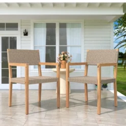 Christopher Knight Home Reign Outdoor Acacia Wood And Wicker Dining Chairs (Set Of 2) -FurniVerse Store GUEST 8b9c7e00 46be 4bc4 80fc aaf8c60004bb