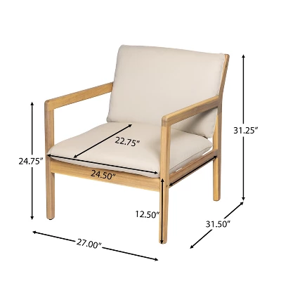 Christopher Knight Home Vanda Patio 6 Pieces Acacia Wood Open Slat Seating Set With Cushions 2 Christopher Knight Home Vanda Patio 6 Pieces Acacia Wood Open Slat Seating Set With Cushions - Image 2