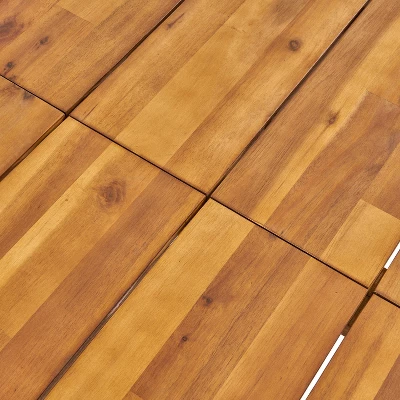 Christopher Knight Home Powell Outdoor Acacia Wood And Wicker 7 Piece Dining Set With Cushion, Teak/Brown 8 Christopher Knight Home Powell Outdoor Acacia Wood And Wicker 7 Piece Dining Set With Cushion, Teak/Brown - Image 8