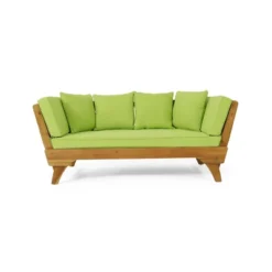 Serene Outdoor Acacia Wood Expandable Daybed With Cushions Teak/Light Green - Christopher Knight Home: UV-Resistant Patio Furniture -FurniVerse Store GUEST 8dc747a4 a781 4224 ae50 4661cf8f3991