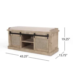 Niemi Rustic Storage Bench With Cushion Beige/ Natural/Black - Christopher Knight Home -FurniVerse Store GUEST 908d4c69 5b66 4e4a 9599 91fe7bc47d57