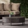 Christopher Knight Home Newton Wicker Outdoor Half-Round Coffee Table Dark Brown